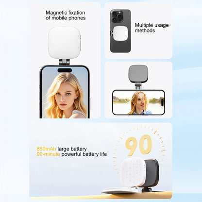 Magnetic Phone Selfie Light Mobile Phone Fill Light with Mirror Folding LED Phone Fill Light Rechargeable for Makeup Photography