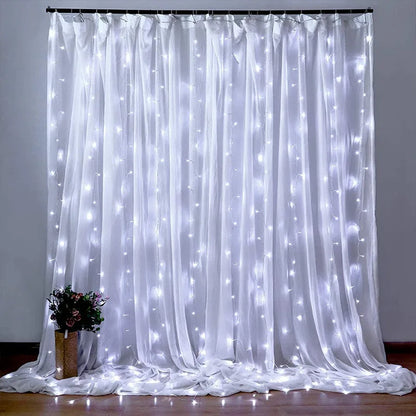Guirxiété de rideau sur la fenêtre avec télécommande, lumières LED, alimentation USB, feston nickel é, décoration de Noël, nouvel an, 6x3m, 3x3m