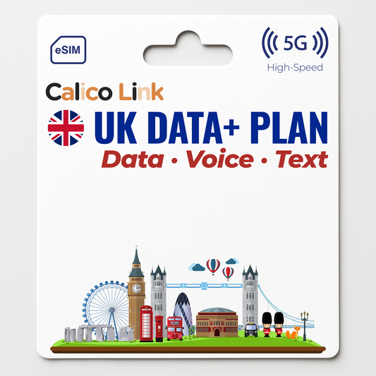 UK Travel eSIM Plus with Data, Calls & SMS