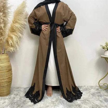 Women's Fashion Dark Brown Arab  Cardigan Robe