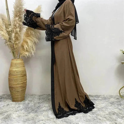 Women's Fashion Dark Brown Arab  Cardigan Robe
