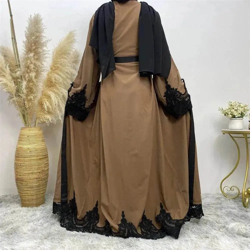 Women's Fashion Dark Brown Arab  Cardigan Robe