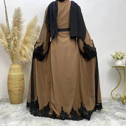 Women's Fashion Dark Brown Arab  Cardigan Robe