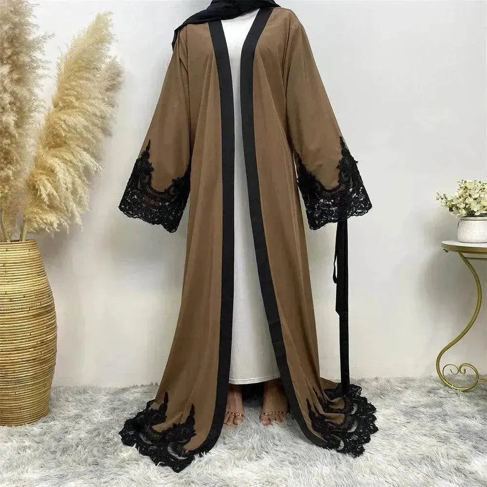 Women's Fashion Dark Brown Arab  Cardigan Robe