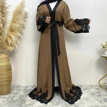 Women's Fashion Dark Brown Arab  Cardigan Robe