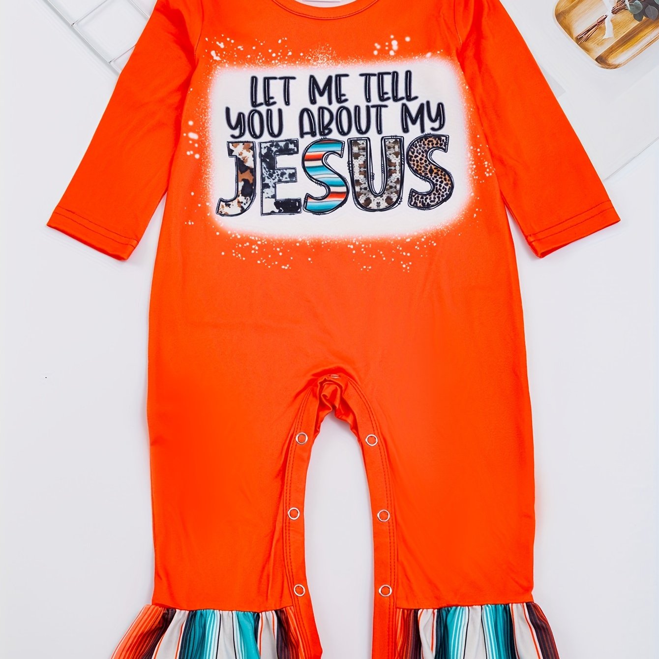 Autumn Western Cowboy Series Baby Girl's Cute Bodysuit With Leopard Cow Pattern Flower Letter...random Print