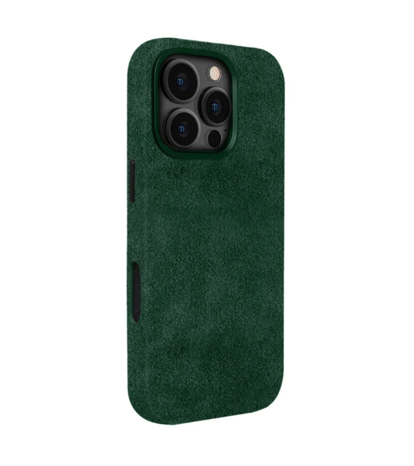 Green Alcantara Case For iPhone 16 Pro Max