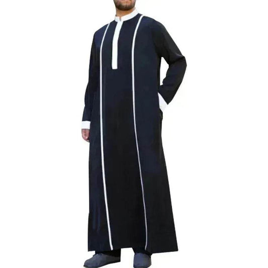Fashionable and Elegant Arab  Costume Halloween Long Sleeve C Suit Kaftan Jubba Costume Robe Moroccan Men's Jalabiya