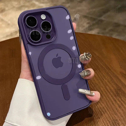 Pink Transparent Acrylic Case for Iphone 17 Air 16 15 14 13 12 11 Pro Max plus Hard Shockproof Powerful Magnetic Magsafe Cover