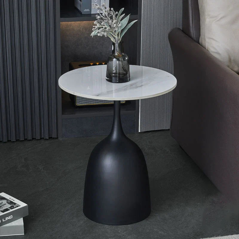 BPT38 Modern Ceramic Top Side Table with Steel Base