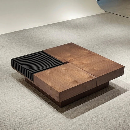 BT65 Square Wooden Coffee Table with 4 Storage Drawers