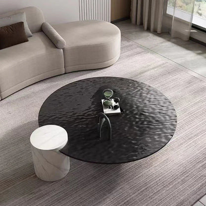 BT51 Wavy Glass Coffee Table with Elegant Marble Base
