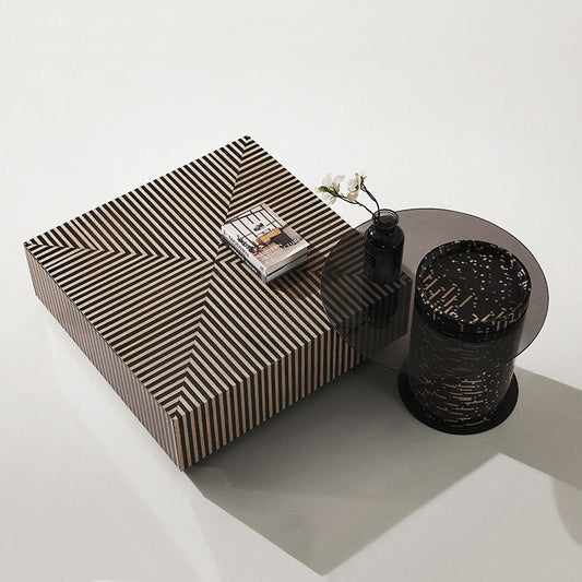 BT85 Modern Piano Stripe Nested Coffee Table Set with Storage