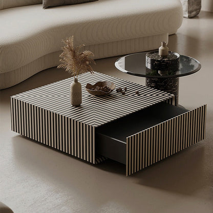 BT85 Modern Piano Stripe Nested Coffee Table Set with Storage