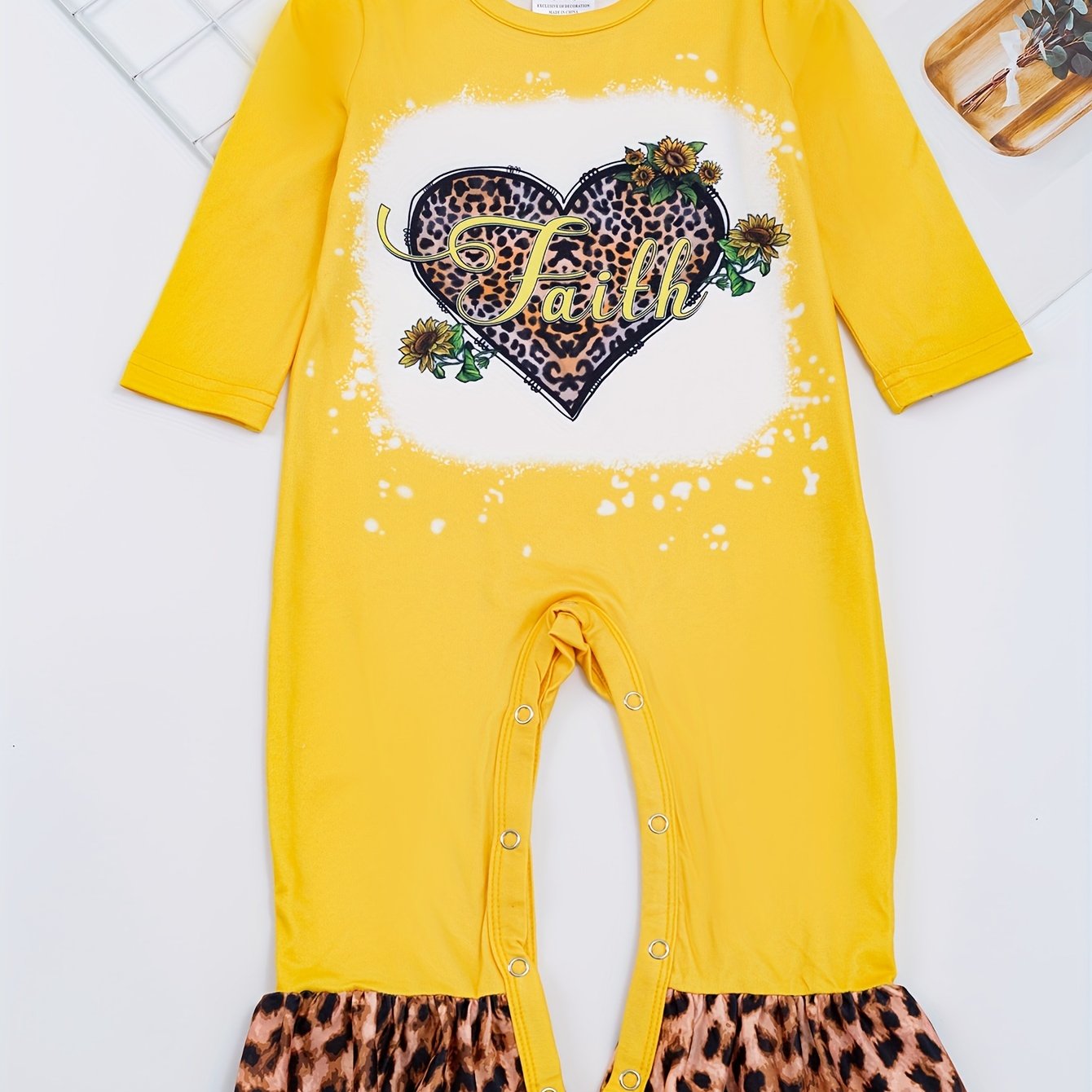 Autumn Western Cowboy Series Baby Girl's Cute Bodysuit With Leopard Cow Pattern Flower Letter...random Print