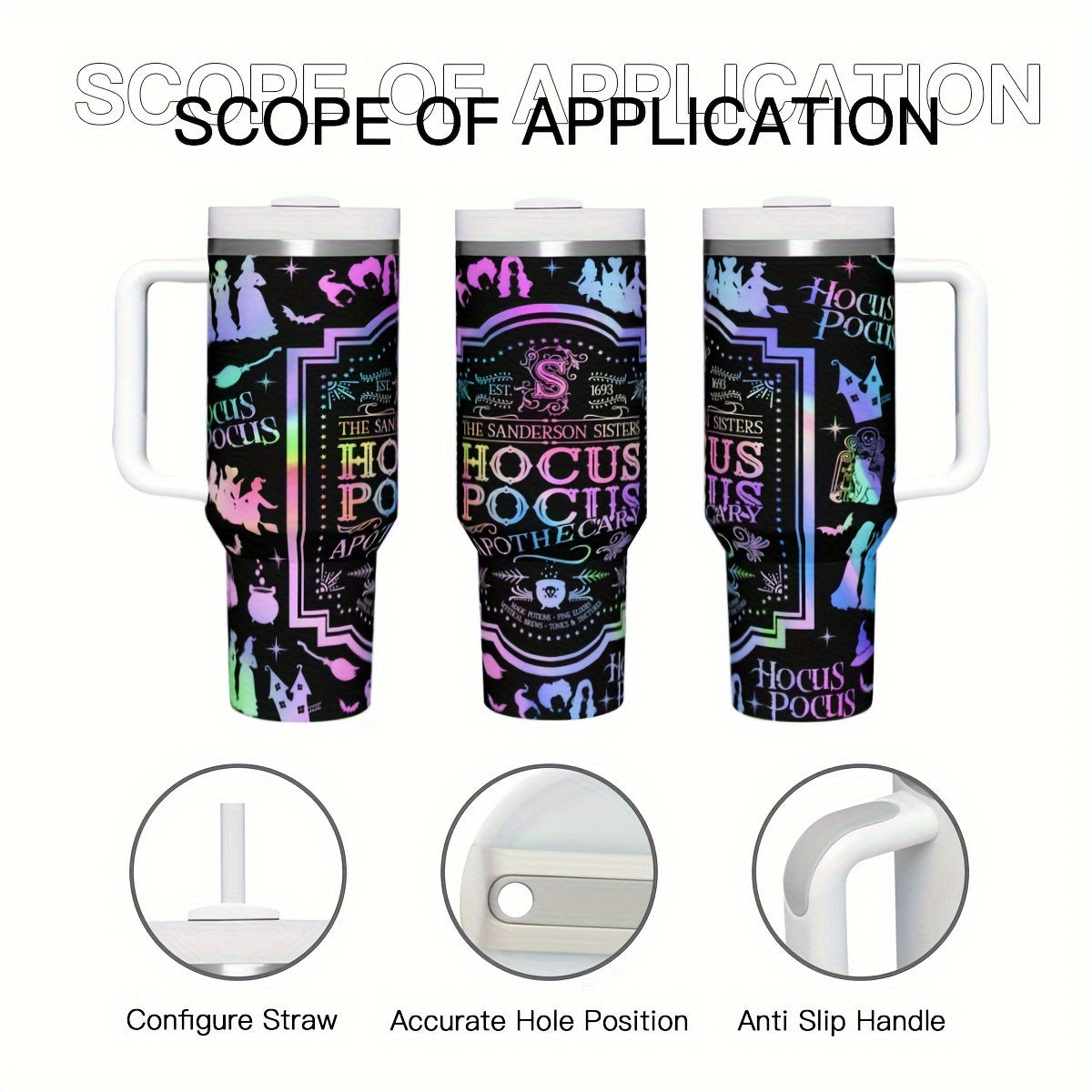 Gobelet Villains en acier inoxydable 113 ml avec couvercle et paille – Isotherme, étanche et réutilisable pour boissons chaudes et froides – Cadeau idéal pour les fêtes