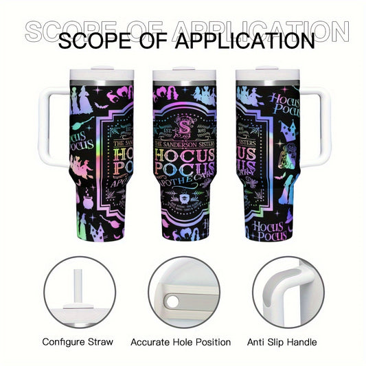 Gobelet Villains en acier inoxydable 113 ml avec couvercle et paille – Isotherme, étanche et réutilisable pour boissons chaudes et froides – Cadeau idéal pour les fêtes