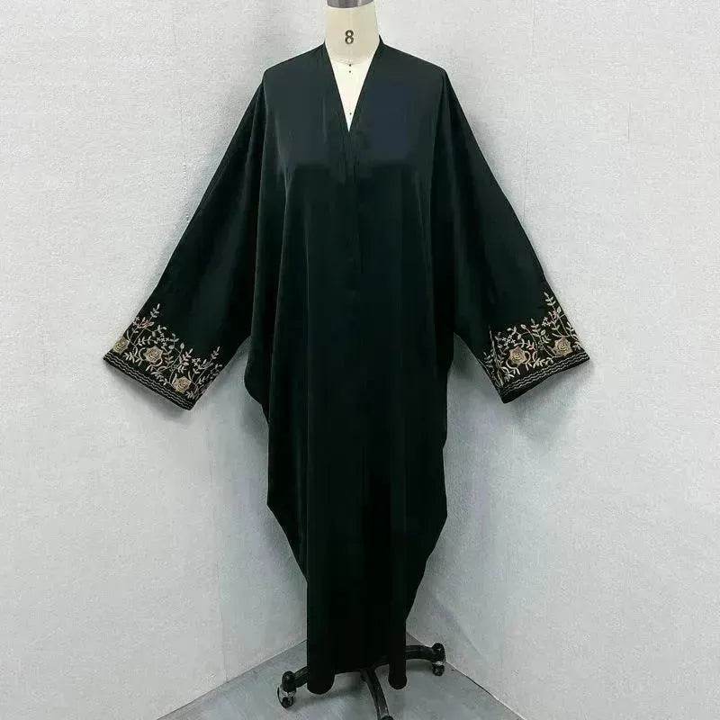 Embroidered Sleeve Loose Cardigan Abaya Dress Robe for Arab Dubai Turkey Middle East Women
