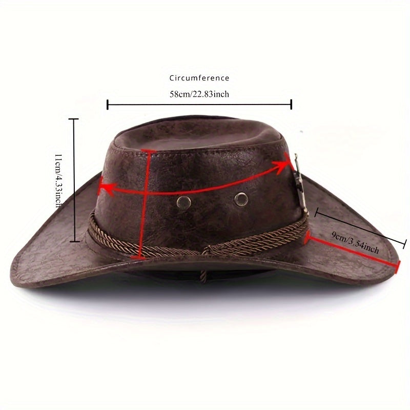 [Chapeau de cowboy en cuir de taureau] Chapeau de cowboy Western Cowboy One en cuir de taureau à rivets | Chapeau pare-soleil d'extérieur