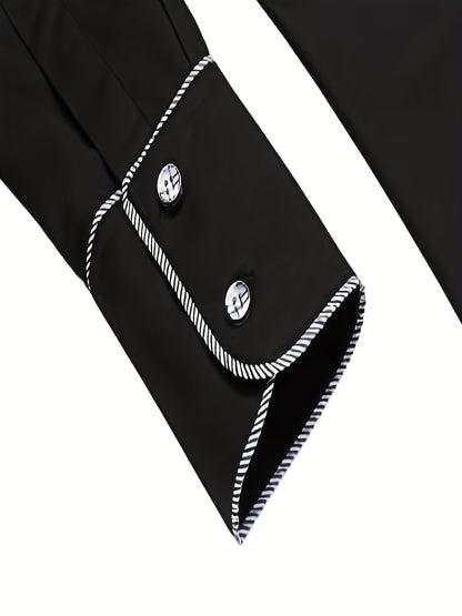 Chemise brodée à manches longues style cowboy western chic - Mélange de coton doux, design élégant, style décontracté pour les vacances de printemps et d'automne - Chemise homme pour activités de plein air, voyages et loisirs