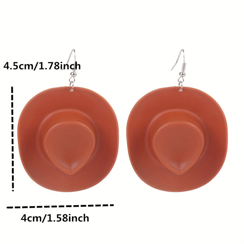 1 Pair Whimsical Disco Cowboy Hat Shaped Dangle Earrings - Drop & Dangle Novelty Jewelry with Funny Party Accessories for Girls and Women - Unique Gift Idea for Birthday, Christmas, or Any Celebration