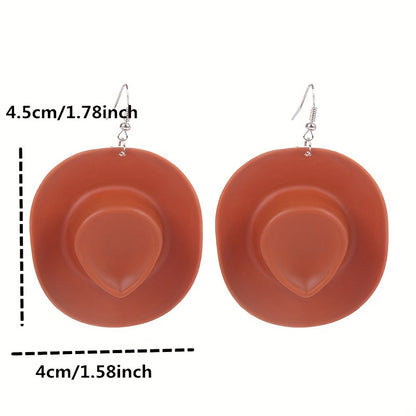 1 Pair Whimsical Disco Cowboy Hat Shaped Dangle Earrings - Drop & Dangle Novelty Jewelry with Funny Party Accessories for Girls and Women - Unique Gift Idea for Birthday, Christmas, or Any Celebration