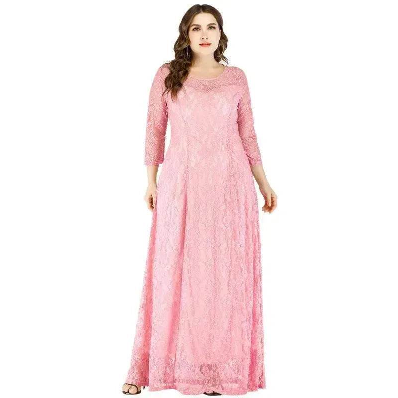 Fashionable Long sleeve Lace maxi Dress for Arab Dubai Turkey Middle Eastern Women