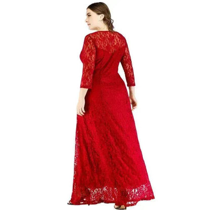 Fashionable Long sleeve Lace maxi Dress for Arab Dubai Turkey Middle Eastern Women