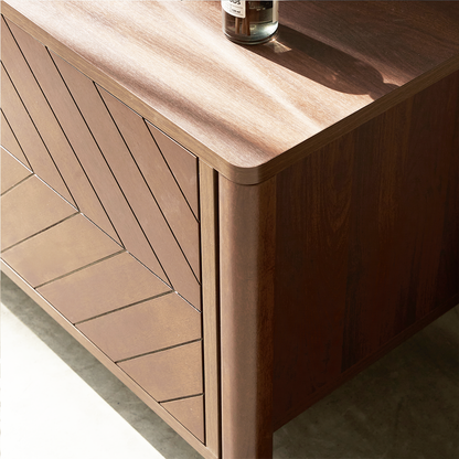Odense Brown Wood TV Stand Entertainment Console with Chevron Detail