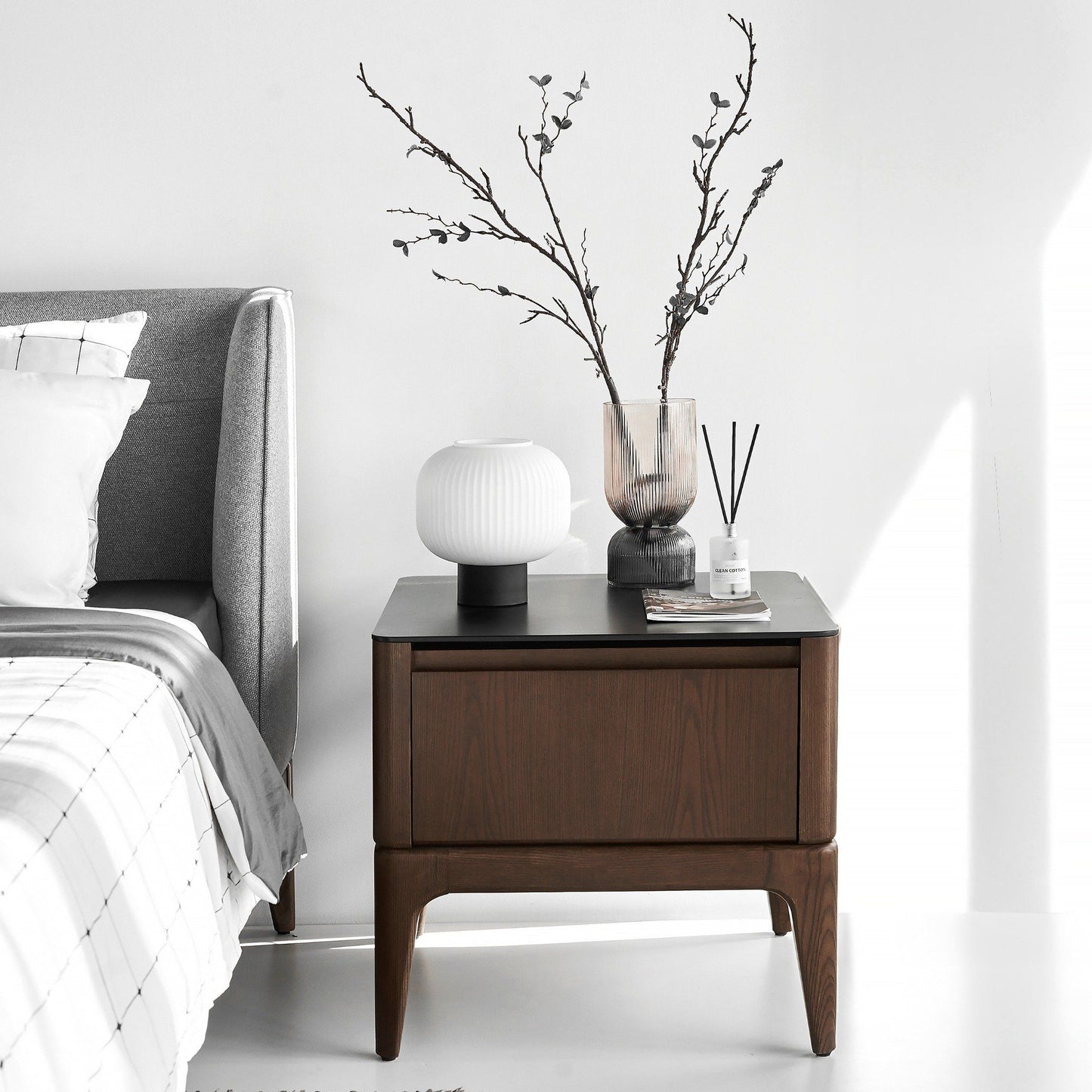 Scarlet Modern Ash Wood Nightstand