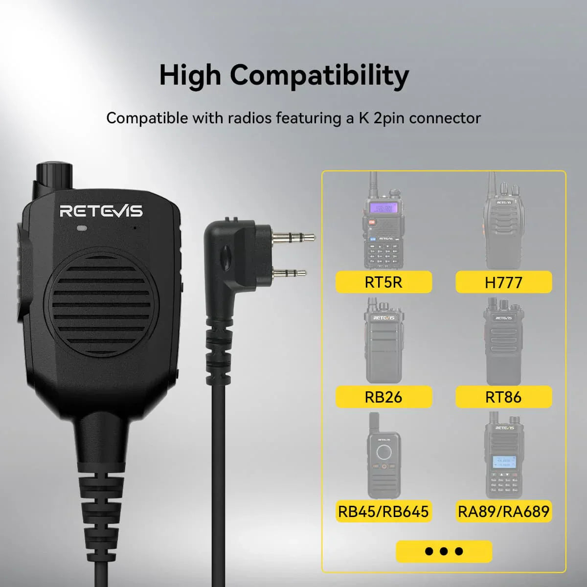 Retevis HK011 AI Noise-Canceling Speaker Mic (K1 2-Pin)