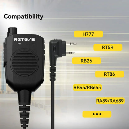 Retevis HK011 AI Noise-Canceling Speaker Mic (K1 2-Pin)