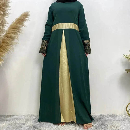 Women's Arab  Patchwork Long Sleeved Dress