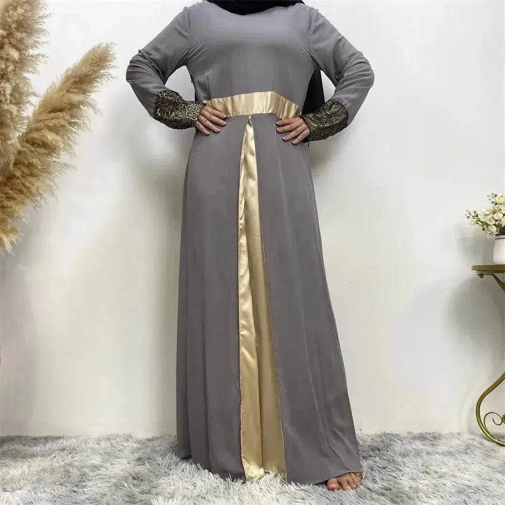 Women's Arab  Patchwork Long Sleeved Dress