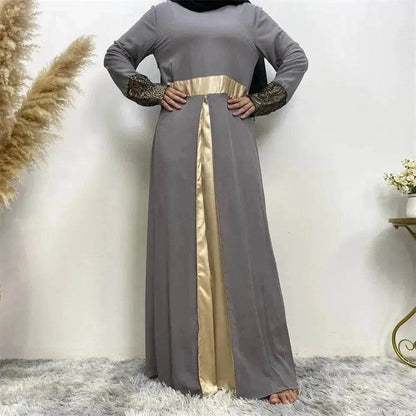 Women's Arab  Patchwork Long Sleeved Dress