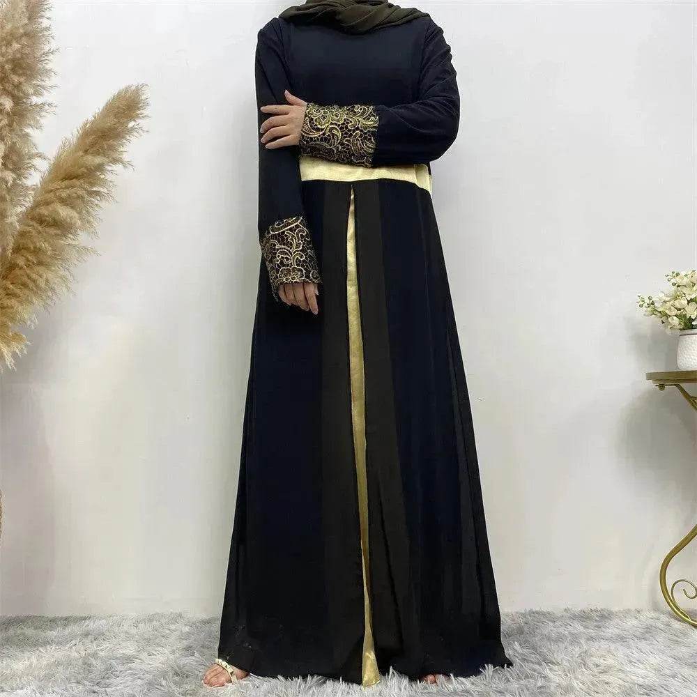 Women's Arab  Patchwork Long Sleeved Dress