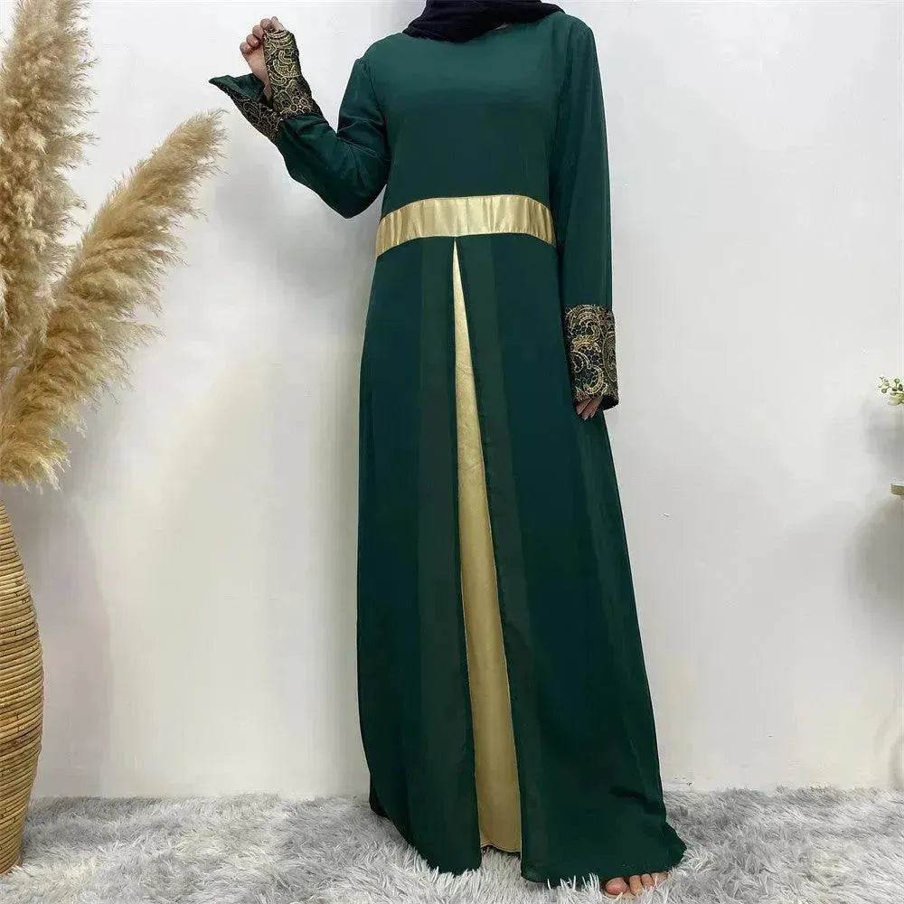 Women's Arab  Patchwork Long Sleeved Dress